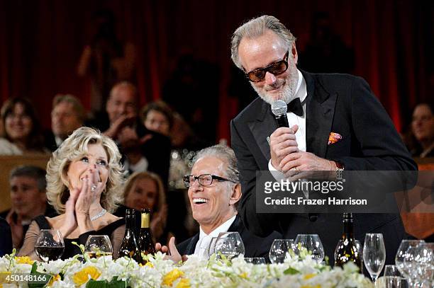 Honoree Jane Fonda, music producer Richard Perry, and actor Peter Fonda attend the 2014 AFI Life Achievement Award: A Tribute to Jane Fonda at the...