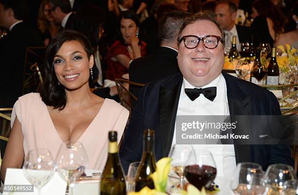 Actress Rosario Dawson and Steve Stodghill of the AFI National Council attend the 2014 AFI Life Achievement Award: A Tribute to Jane Fonda at the...