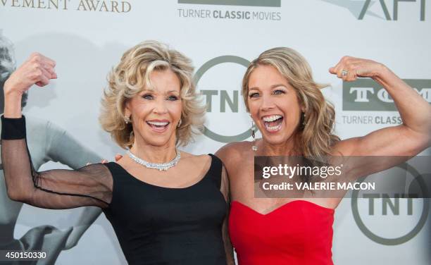 Actress Jane Fonda and Fitness expert Denise Austin arrive at the 42nd AFI Life Achievement Award honoring Jane Fonda, in Hollywood, California June...