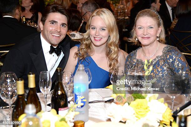 Miles Fisher, Lucy Blodgett and AFI Director Nancy Fisher attend the 2014 AFI Life Achievement Award: A Tribute to Jane Fonda at the Dolby Theatre on...