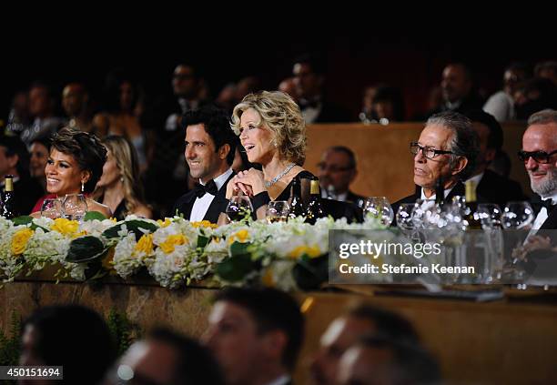 Actors Simone Bent and Troy Garity, Honoree Jane Fonda, Record producer Richard Perry and actor Peter Fonda attend the 2014 AFI Life Achievement...