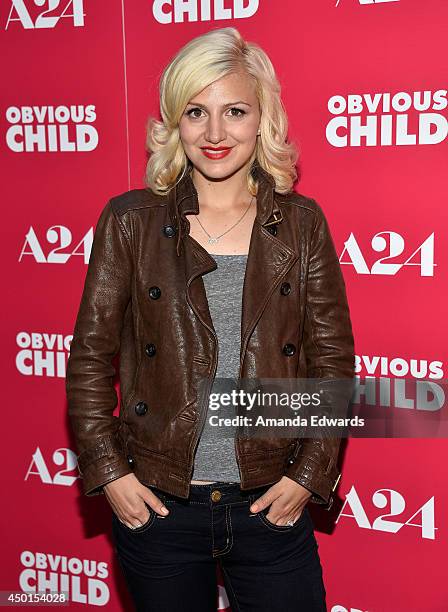 Actress Annaleigh Ashford arrives at the Los Angeles special screening of A24's "Obvious Child" at the ArcLight Hollywood on June 5, 2014 in...