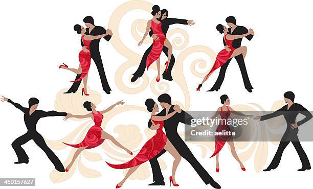 ilustrações de stock, clip art, desenhos animados e ícones de conjunto de dança - tango