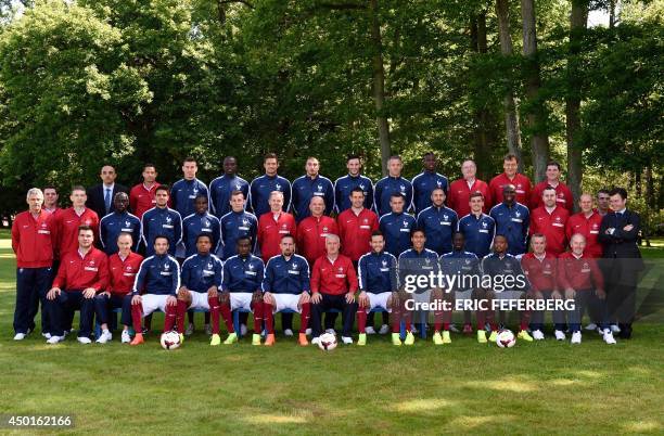 France's national football team players and staff Security officer Mohamed Sanhadji, Nike representative Nicolas Piry, defender Laurent Koscielny,...