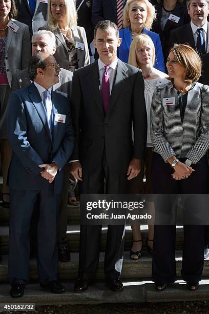 Prince Felipe of Spain attends the opening of a meeting of The European Network Pymes on June 6, 2014 in Madrid, Spain.