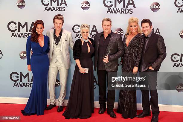 Tiffany Fallon, Joe Don Rooney, Tara LeVox, Gary LeVox, Allison DeMarcus and Jay DeMarcus attends the 47th annual CMA Awards at the Bridgestone Arena...