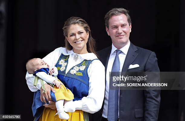 Sweden's Princess Madeleine together with her husband Christopher O'Neill present their daughter Princess Leonore, as they invite the public to visit...