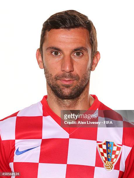 Darijo Srna of Croatia poses during the official FIFA World Cup 2014 portrait session on June 5, 2014 in Salvador, Brazil.