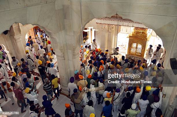 View of the clash between SGPC and members of a radical Sikh organisation on the occasion 30th anniversary of Operation Bluestar, at Golden Temple...