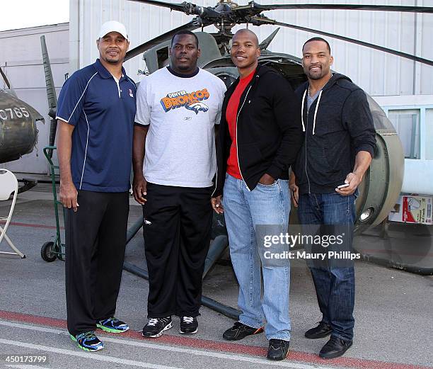 Former NFL players Amon Arnold, Bryon Chamberlain, Isaac Keys and Robert Griffith attend Take Flight 4 Life with NFL PLAY 60 on November 16, 2013 in...