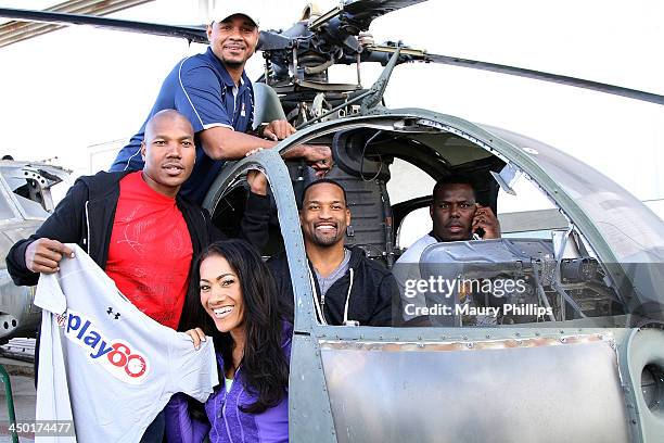 Isaac Keys, Amon Arnold, Monica Cabbler founder of Take Flight 4 Life Inc., Robert Griffith and Byron Chamberlain attend Take Flight 4 Life with NFL...