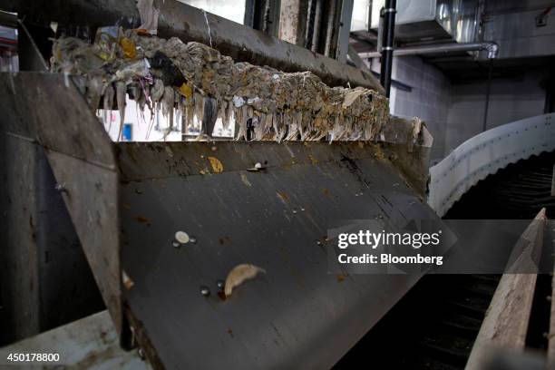 Baby wipes and other paper products are removed from sewage water at the Newtown Creek treatment facility in the Brooklyn borough of New York, U.S.,...