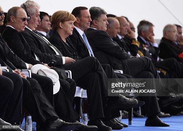 New Zealand's Governor-General Jerry Mateparae, Russian President Vladimir Putin, Czech President Milos Zeman, German Chancellor Angela Merkel,...