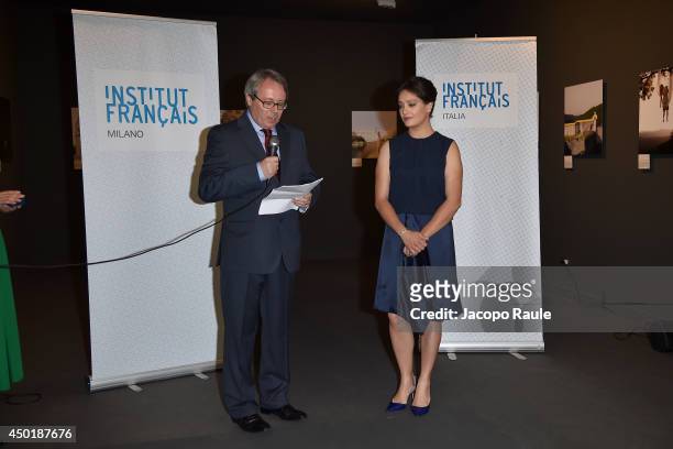 Giovanna Mezzogiorno and Joel Meyer attend the Chevalier Des Arts Et Des Lettres Award ceremony on June 6, 2014 in Milan, Italy.