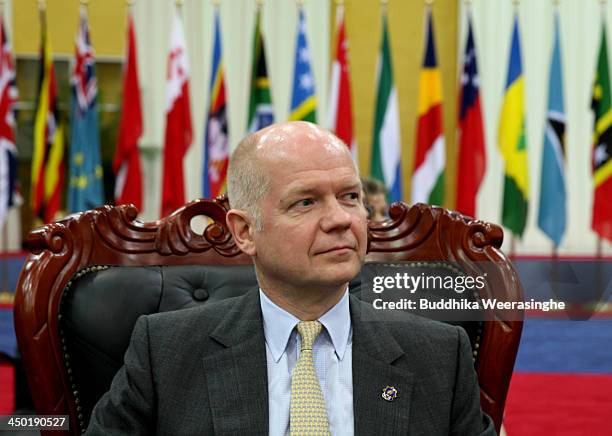 British Foreign Secretary William Hague attends the working session of final day of the Commonwealth Heads of Government Meeting on November 17, 2013...