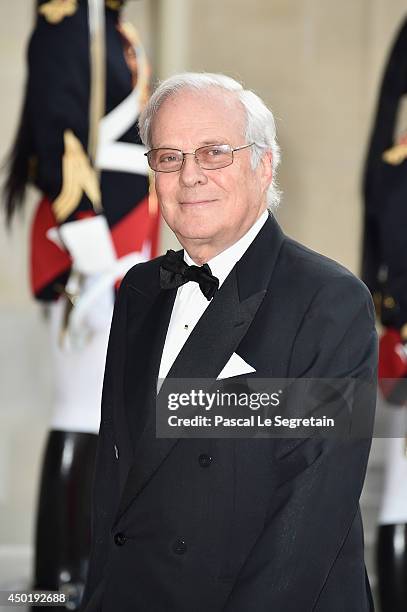 David De Rothschild arrives at the Elysee Palace for a State dinner in honor of Queen Elizabeth II, hosted by French President Francois Hollande as...