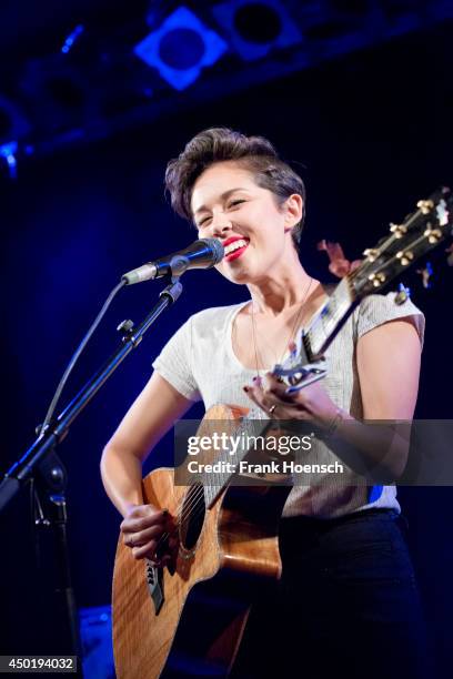 American singer Kina Grannis performs live during a concert at the Frannz on June 6, 2014 in Berlin, Germany.