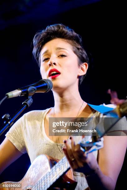 American singer Kina Grannis performs live during a concert at the Frannz on June 6, 2014 in Berlin, Germany.