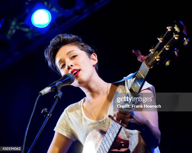 American singer Kina Grannis performs live during a concert at the Frannz on June 6, 2014 in Berlin, Germany.