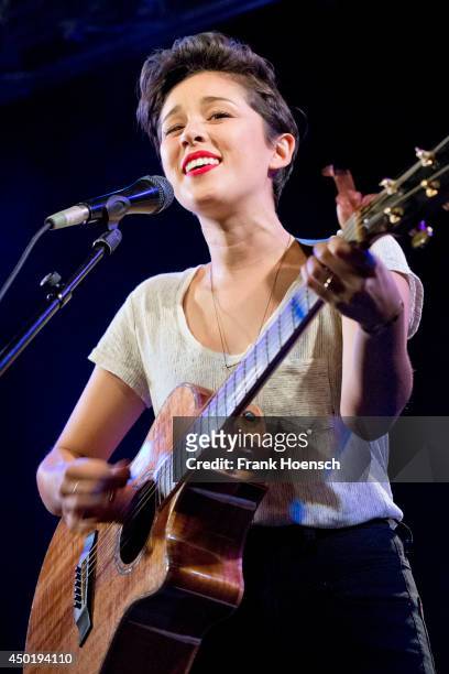 American singer Kina Grannis performs live during a concert at the Frannz on June 6, 2014 in Berlin, Germany.