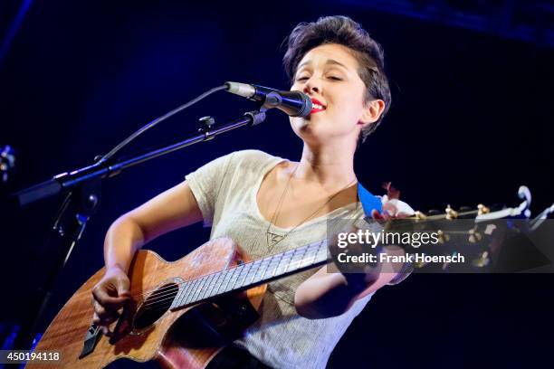 American singer Kina Grannis performs live during a concert at the Frannz on June 6, 2014 in Berlin, Germany.