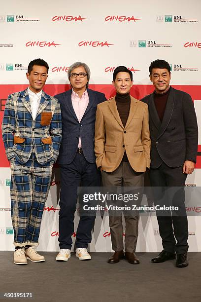 Louis Koo, Benny Chan, Nick Cheung and Sean Lau attend the 'Sou Duk' Photocall during The 8th Rome Film Festival at Auditorium Parco Della Musica on...
