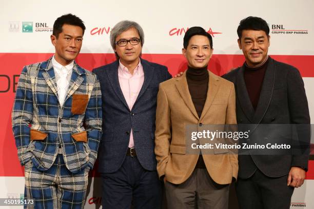 Louis Koo, Benny Chan, Nick Cheung and Sean Lau attend the 'Sou Duk' Photocall during The 8th Rome Film Festival at Auditorium Parco Della Musica on...