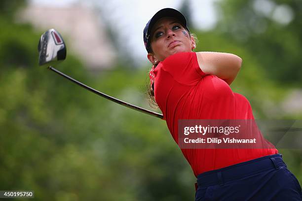 Ashlan Ramsey tees off from on the tenth hole during the 38th Curtis Cup match at the St. Louis Country Club on June 6, 2014 in St. Louis, Missouri.