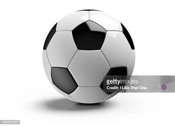 football on a white background - fußball spielball stock-fotos und bilder