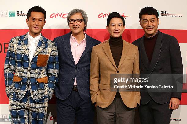 Louis Koo, Benny Chan, Nick Cheung and Sean Lau attend the 'Sou Duk' Photocall during The 8th Rome Film Festival at Auditorium Parco Della Musica on...