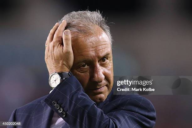 Japan head coach Alberto Zaccheroni looks on as he leaves the pitch after the International Friendly Match between Japan and Zambia at Raymond James...