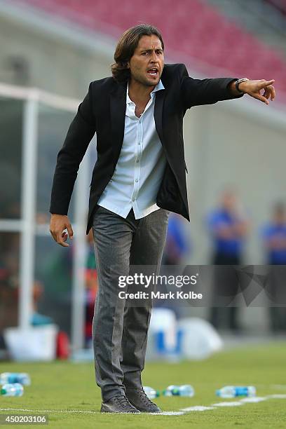 Zambia head coach Patrice Beaumelle calls instructions during the International Friendly Match between Japan and Zambia at Raymond James Stadium on...