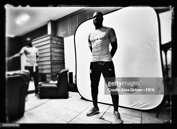Didier Drogba of Cote d'Ivoire poses during the official FIFA World Cup 2014 portrait session on June 6, 2014 in Sao Paulo, Brazil.