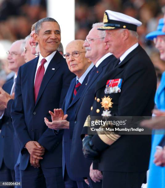 President Barack Obama, Italian President Giorgio Napolitano, President of Slovakia Ivan Gasparovic and King Harald of Norway attend the...