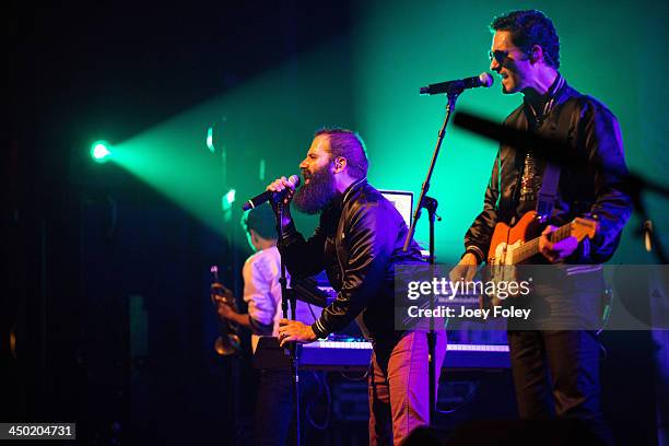 Spencer Ludwig, Sebu Simonian, and Ryan Merchant of Capital Cities performs in concert at Egyptian Room at Old National Centre on November 16, 2013...