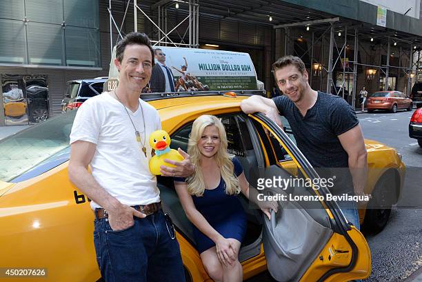 Christian Borle, Megan Hilty and Tom Cavanagh who voice the lead characters in "Lucky Duck," the first Disney Junior Original Movie, treated one...