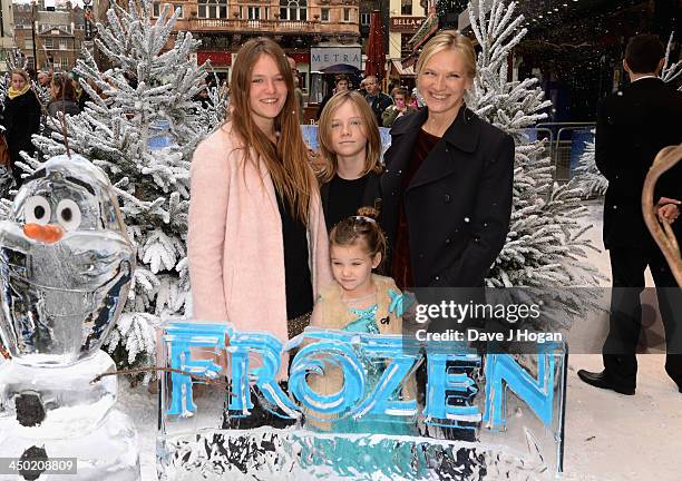 Jo Whiley with her children India, Cassius and Coco attend Disney's "Frozen" celebrity screening at the Odeon Leicester Square on November 17, 2013...