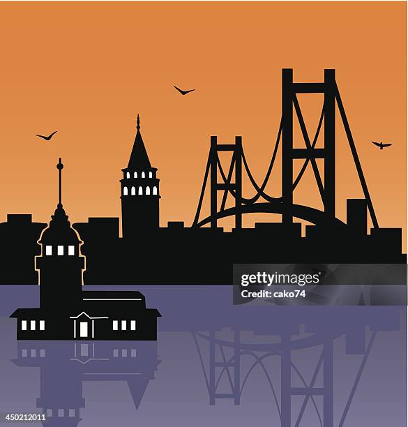 istanbul - istanbul bridge stock illustrations