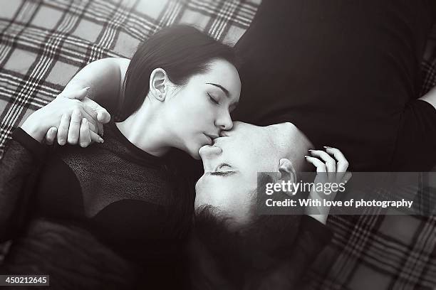 romantic adult couple kissing - straight bildbanksfoton och bilder