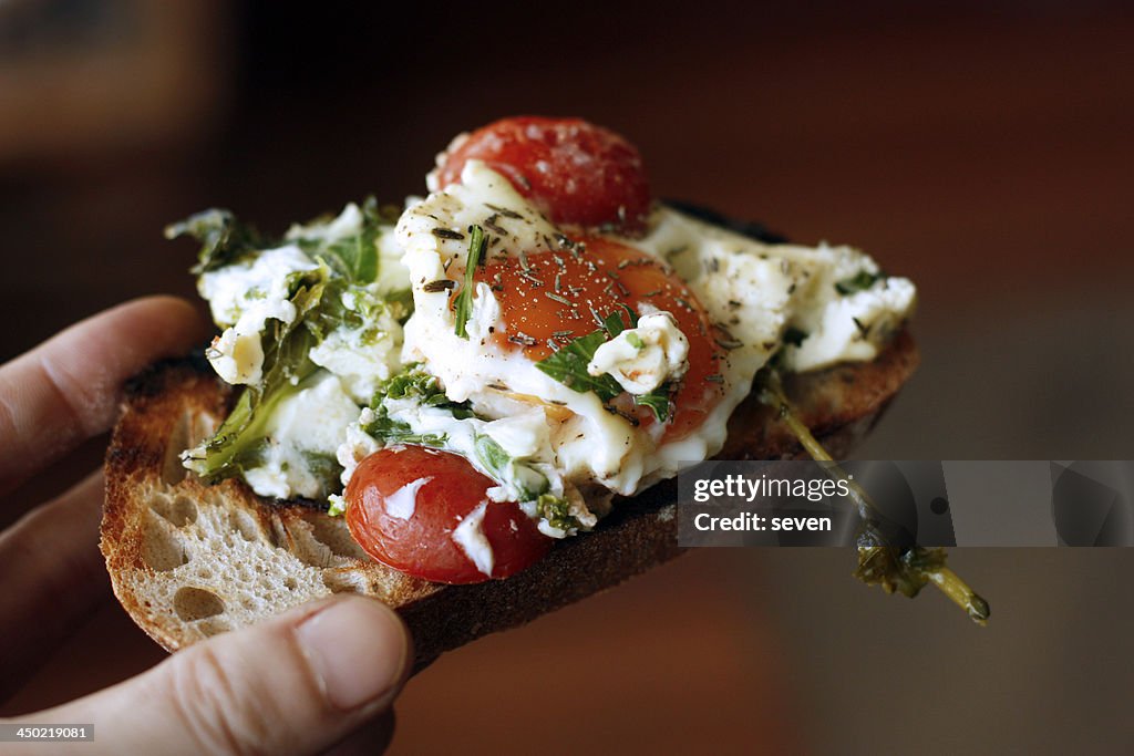 Baked eggs with feta cheese