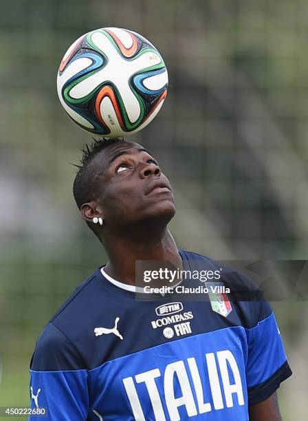 Mario Balotelli of Italy during a training session on June 7, 2014 in Rio de Janeiro, Brazil.