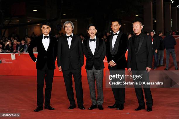 Sean Lau, Nick Cheung, Benny Chan, Louis Koo and producer Daniel Lam Siu-Ming attend the 'Sou Duk' Premiere during The 8th Rome Film Festival on...