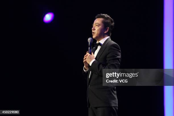 Wang Zhonglei, President of Huayi Brothers Media Corporation attends the Huayi Brothers 20th Anniversary Ceremony on June 7, 2014 in Haikou, Hainan...