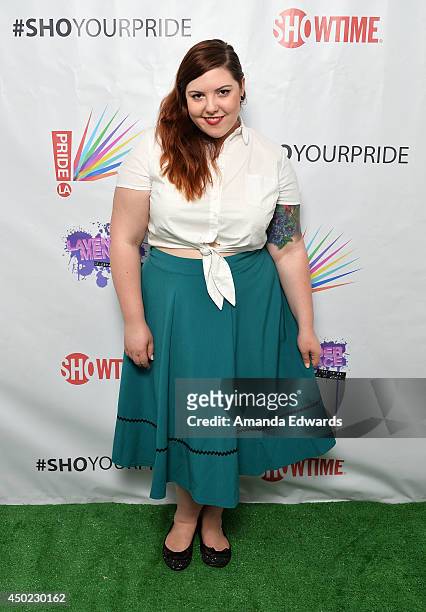 Musician Mary Lambert poses backstage on Day 1 of LA Pride 2014 on June 6, 2014 in West Hollywood, California.
