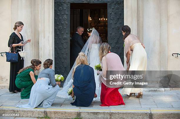 Andrea Wolf arrives for her wedding to Juan Zorreguieta at palais Liechtenstein on June 7, 2014 in Vienna, Austria.