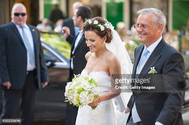 Andrea Wolf arrives for her wedding to Juan Zorreguieta at palais Liechtenstein on June 7, 2014 in Vienna, Austria.
