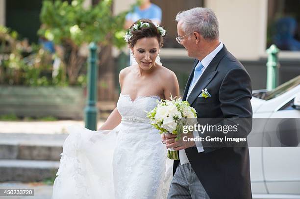 Andrea Wolf arrives for her wedding to Juan Zorreguieta at palais Liechtenstein on June 7, 2014 in Vienna, Austria.