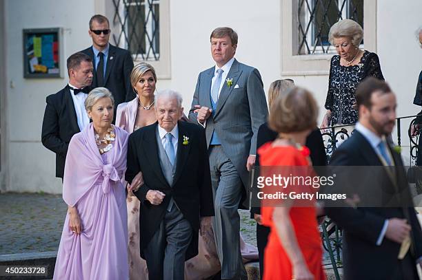 Queen Maxima of The Netherlands, King Willem-Alexander, Princess Beatrix of The Netherlands and guests attend Juan Zorreguieta and Andrea Wolf's...