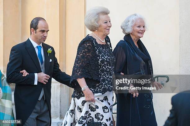 Princess Beatrix of The Netherlands attends Juan Zorreguieta and Andrea Wolf's wedding at palais Liechtenstein on June 7, 2014 in Vienna, Austria.