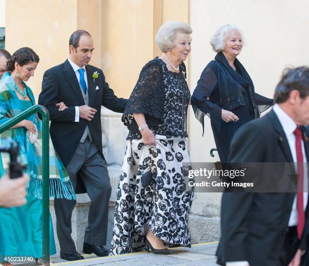 Princess Beatrix of The Netherlands attends Juan Zorreguieta and Andrea Wolf's wedding at palais Liechtenstein on June 7, 2014 in Vienna, Austria.